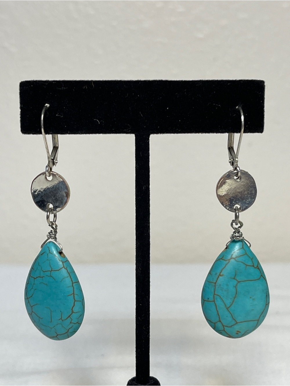 Teardrop shaped blue dyed Howlite Stones with Dark Webbing
